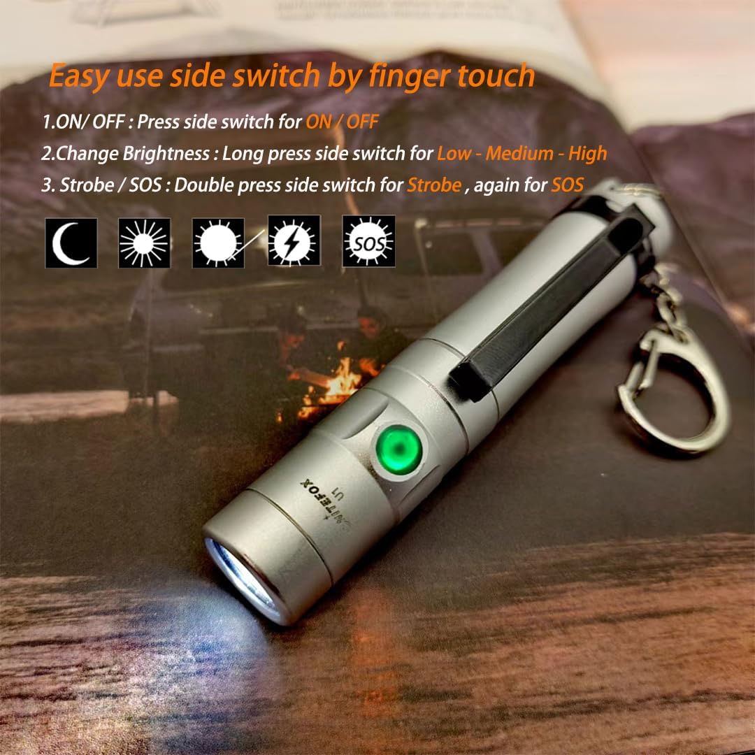 U1 10440 mini rechargeable keychain EDC flashlight