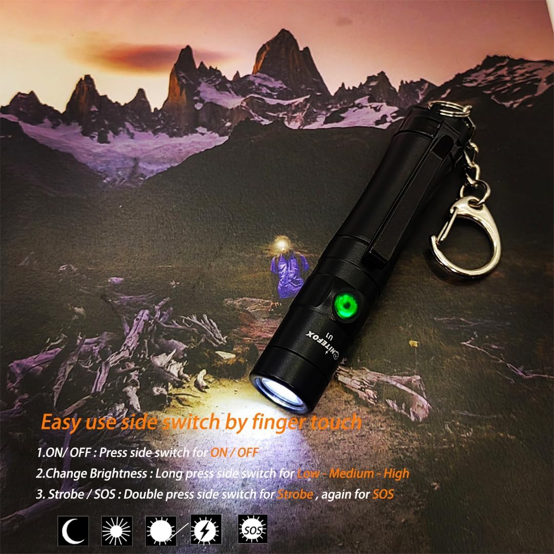U1 10440 mini rechargeable keychain EDC flashlight