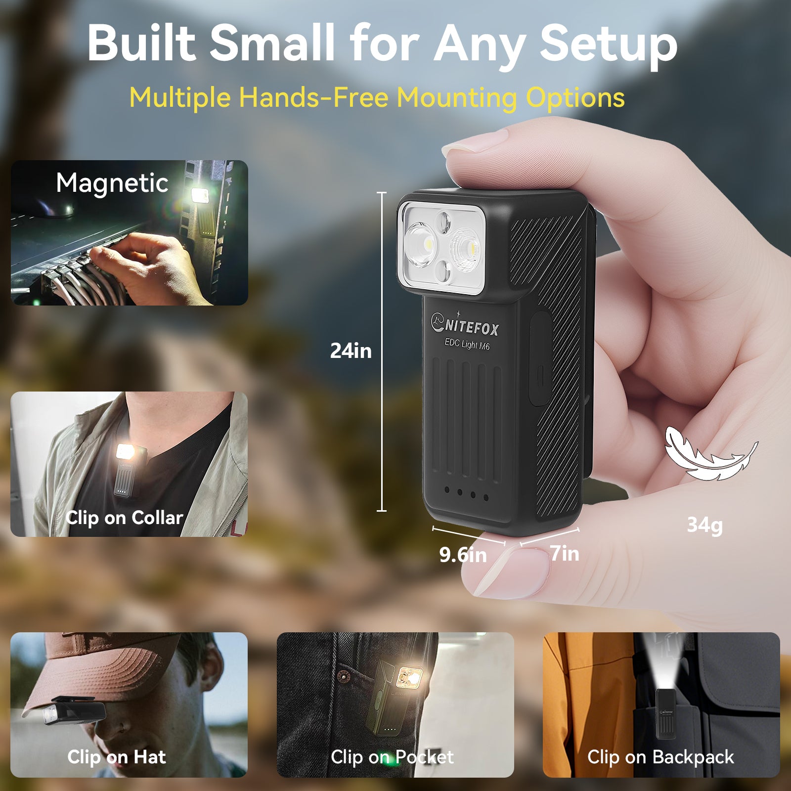 M6 EDC Compact Multi-functional 90° Angle USB Charging Clip Lamp Flashlight