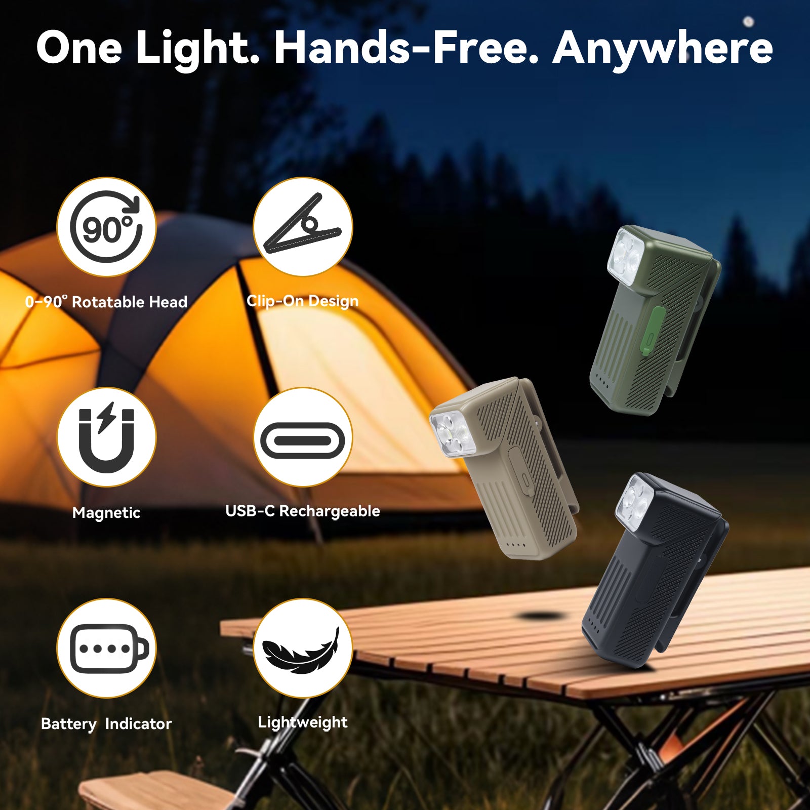 M6 EDC Compact Multi-functional 90° Angle USB Charging Clip Lamp Flashlight