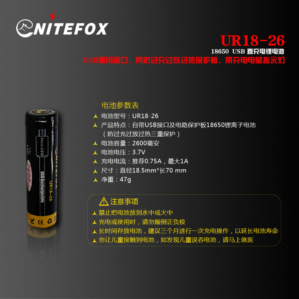 18650 with USB-port charging battery