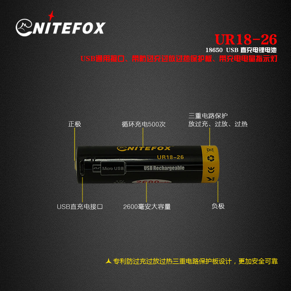 18650 with USB-port charging battery