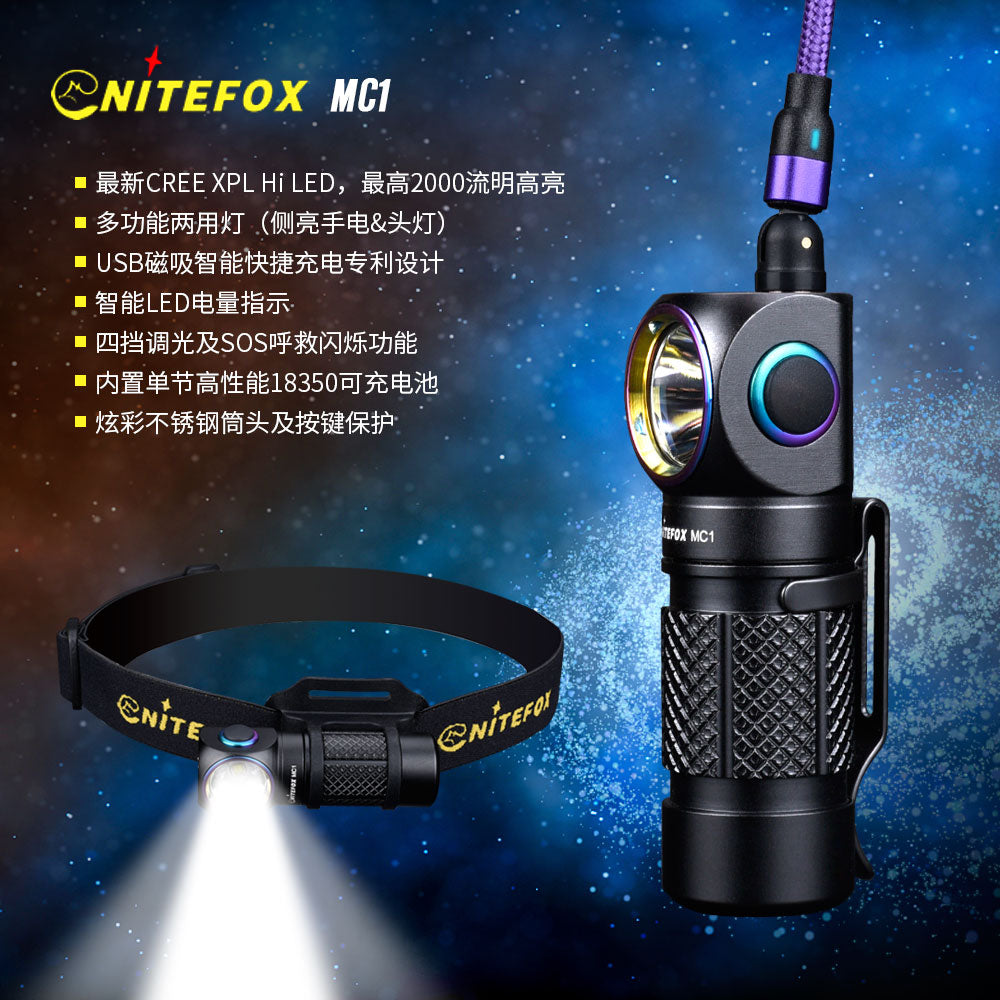 MC1 18350 side bright headlamp & flashlight