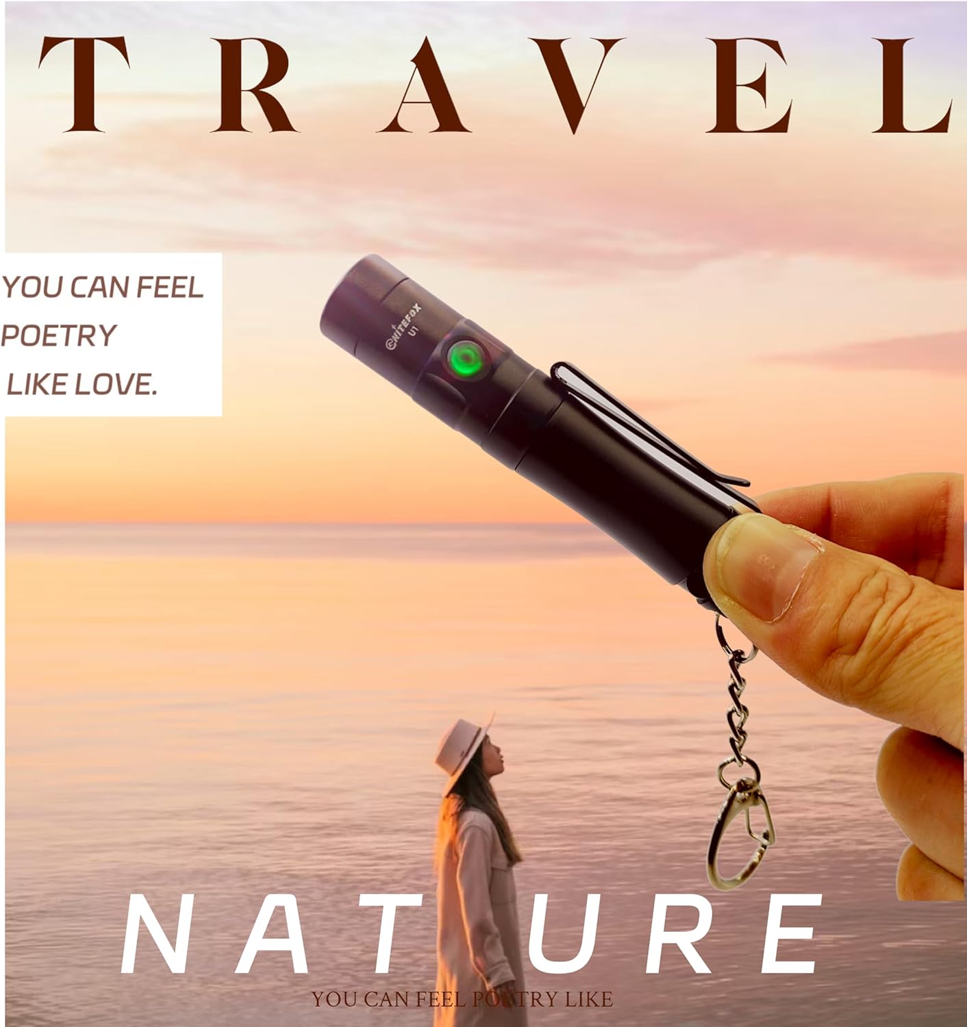 U1 10440 mini rechargeable keychain EDC flashlight