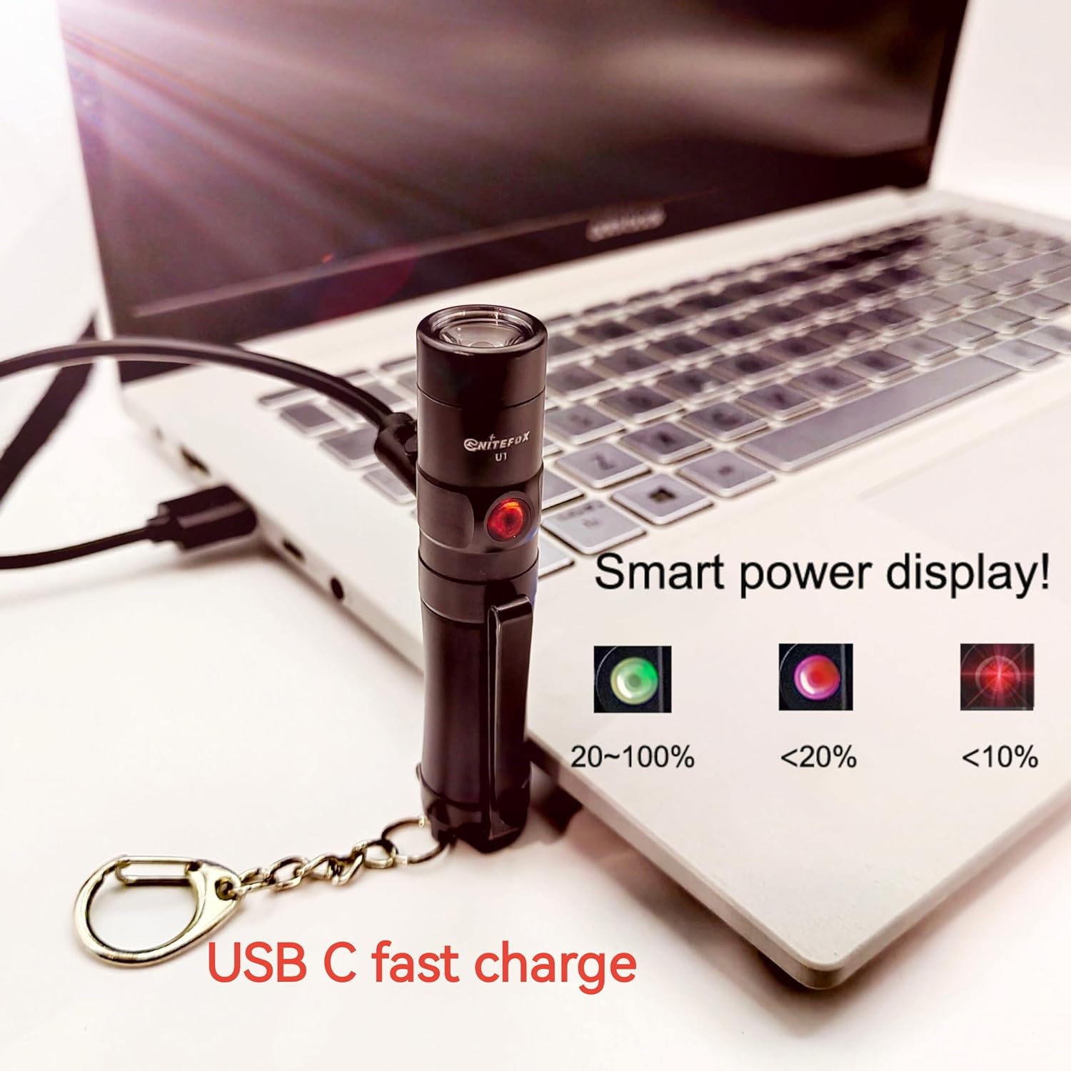 U1 10440 mini rechargeable keychain EDC flashlight