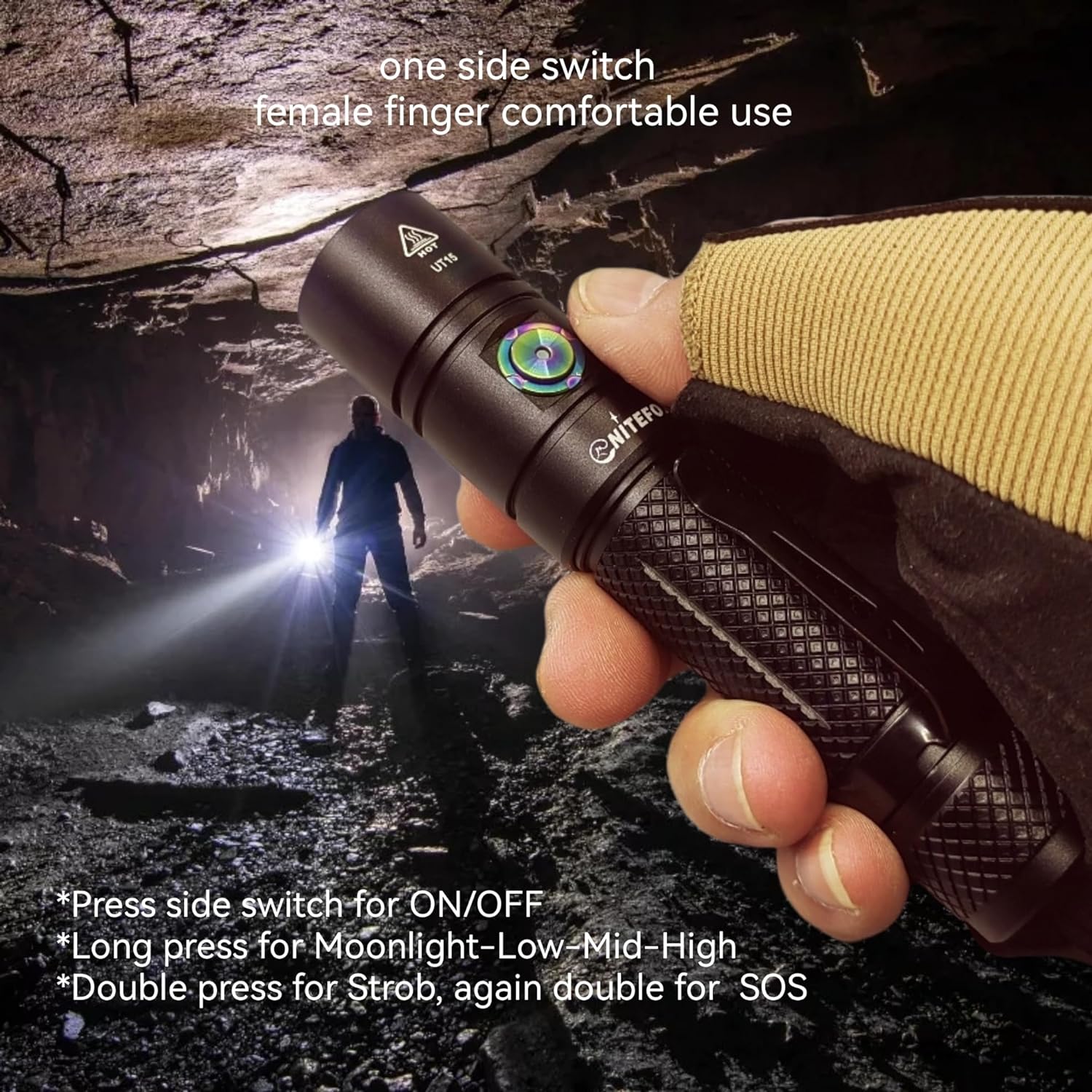 UT15 18650 side switch outdoor flashlight