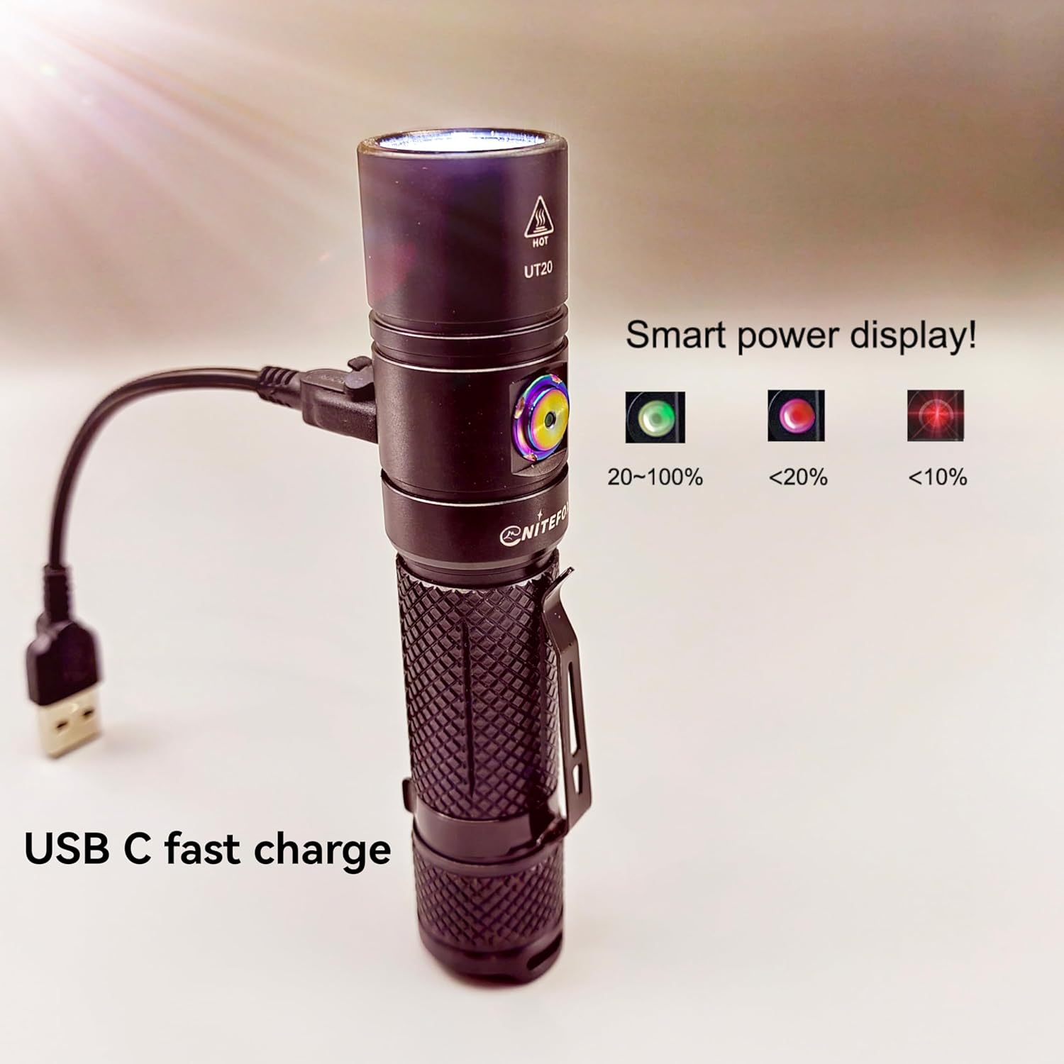 UT20 18650 double switch tactical flashlight